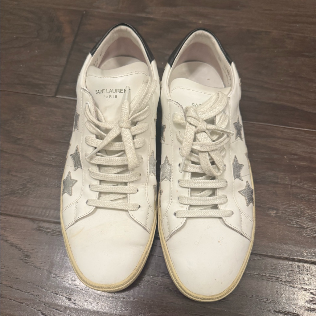 Saint Laurent White And Black Sneakers Classic Lace-Up Design